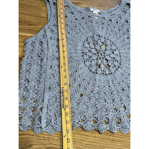 Ultra Pink Crochet Top Size XL Blue Sleeveless Vest Whimsical - Picture 6 of 6